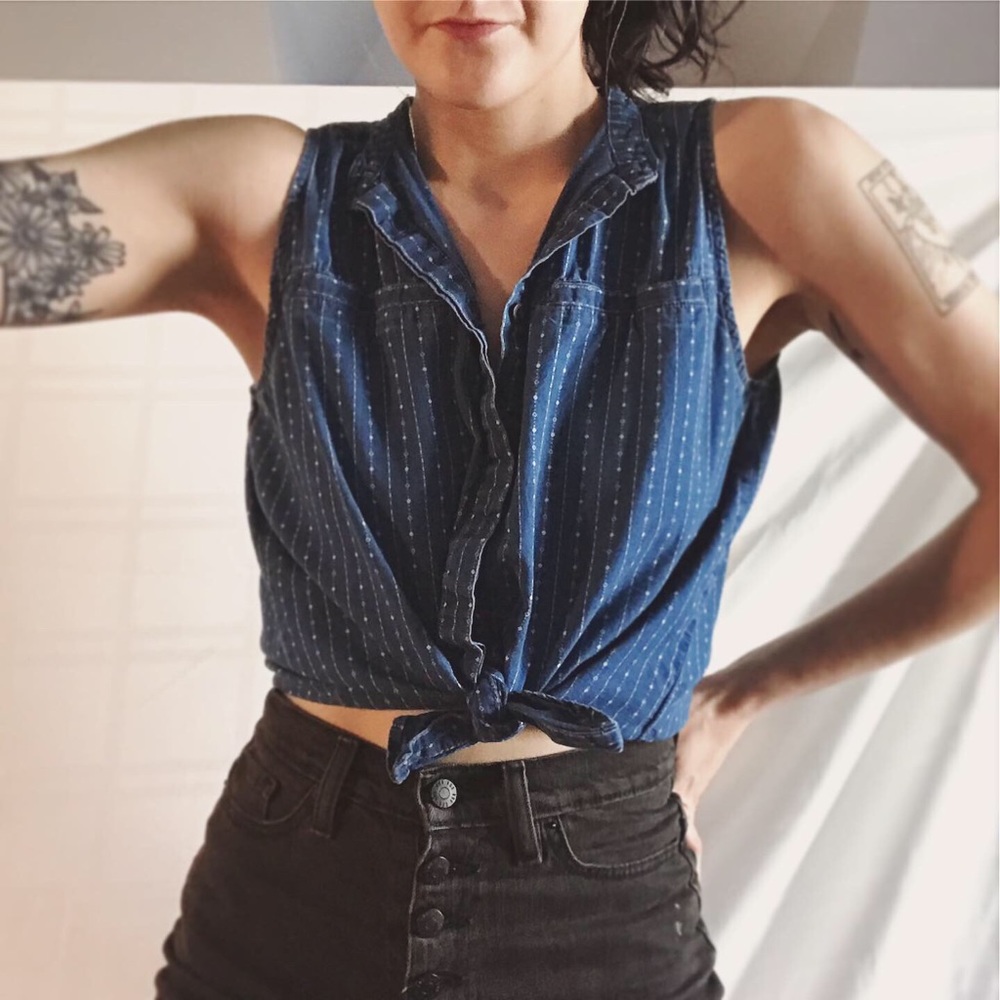 Madewell blue patterned button down